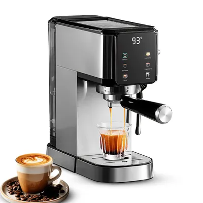 Image de Machine à expresso Zimilo 20 bars avec écran tactile, mousseur à lait et fonction de pré-infusion, réservoir d'eau 1 l, buse vapeur, acier inoxydable