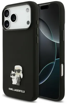 Produktbild von Karl Lagerfeld Silikon Karl&Choupette Metall Pin Apple iPhone 18 Pro Max / 17 Pro Max schwarz