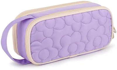 Productafbeelding van Ibenzoa® etui met bloemenprint voor meisjes – ruim, 23 x 10 x 7,6 cm, ruimte voor 80–100 pennen, 2 compartimenten, rits en handlus, geschikt voor school en kantoor