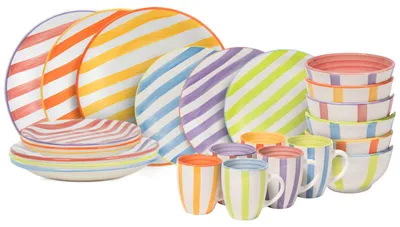 Produktbild von Cookinglife Geschirrset Cardida Grün 18-teilig / 6 Personen - 6 Speiseteller, 6 Frühstücksteller und 6 Schalen