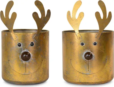 Produktbild von Rentier Übertopf 2er Set | Metall | Pflanztopf 20×31 & 15×26 cm | 10368