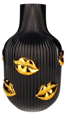 Produktbild von Gift Company L'amour Vase Lippen Gold schwarz 25cm