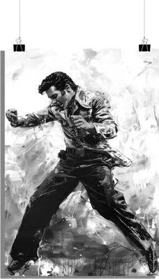 Produktbild von Elvis Presley Poster - Tanz Poster - Musik Poster - Legenden Poster - Schwarz-Weiß Poster - 51x71cm - Perfekt zum Einrahmen