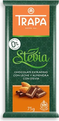 Produktbild von Milchschokolade mit Mandeln und Stevia, 75 g