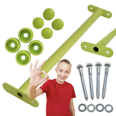 Immagine prodotto di 4iQ 5x Barra per trazioni in metallo per bambini Limo, verde chiaro – Set di barre per trazioni da giardino, parco giochi, barra per trazioni, attrezzatura da gioco per esterni