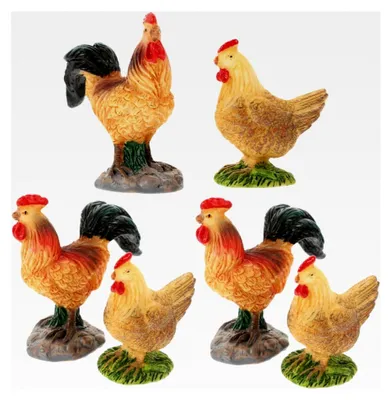 Produktbild von 6-teiliges Set Mini Hühnerfiguren aus Harz für Gartenmikrolandschaftsdekoration