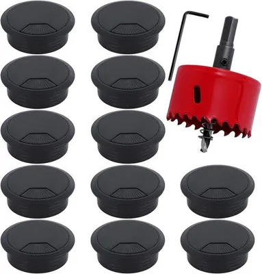 Zdjęcie produktu dla Przepust kablowy do biura – 60 mm – do zastosowań biurowych – 12 sztuk