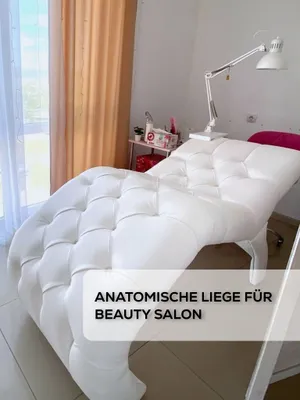Produktbild von Anatomische Kosmetikliege, Kunstleder, 175x70 cm, Liege für Wimpernverlängerung, Couch für Beauty Salon - 31 weiß