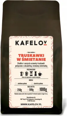 Produktbild von KAFELOV | Kaffeebohnen Erdbeeren in Sahne - 250g - Süßes Aroma - 100% Arabica