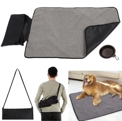 Produktbild von Faltbare, wasserdichte Haustierdecke, Campingdecke, Hunde- und Katzenmatte, Heizdecke mit Aufbewahrungstasche, 100 x 70 cm, Hundebett, Hundematte für drinnen und draußen, große Reisedecke für Haustiere.