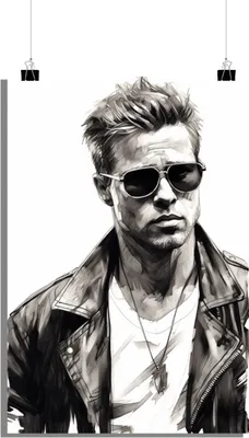 Zdjęcie produktu dla Plakat Brad Pitt - Plakat filmowy - Plakat czarno-biały - Plakat abstrakcyjny - 61x91cm - Idealny do oprawienia w ramkę