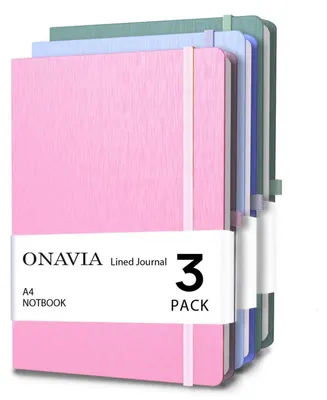 Obrázok produktu pre Blok A4, tvrdá väzba, čiarovaný, balenie 3 kusov, 160 strán, viacfarebný