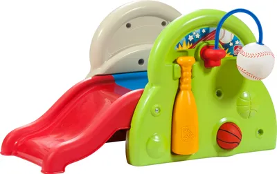Produktbild von Step2 Sports-Tastic Activity Center Spielgerät mit Rutsche und vielen Spielmöglichkeiten | Kinderrutsche, Basketballkorb, Baseball & Schläger aus Kunststoff