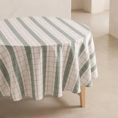 Immagine prodotto di Tovaglia rotonda Gamusi con motivo a rilievo – Ø 150 cm – Blu – Copritavolo decorativo