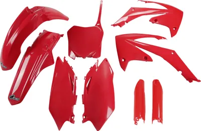 Obrázok produktu pre Súprava krytov UFO PLAST, 9-dielna súprava plastových krytov s ochranou vidlice pre Honda CRF R 250 / 450 cm³, rok výroby 2009 – 2010, farba: červená, OEM 00-26
