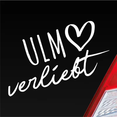 Produktbild von Auto Aufkleber Ulm verliebt Herz Stadt Heimat Liebe Car 19x10 cm Weiss Glanz Sticker Heckscheibenaufkleber