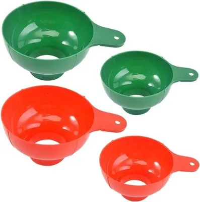 Productafbeelding van Trechter 12,4 cm - 4 stuks brede mond inblikken trechters - groen en rood - minder morsen - ServiceTopper