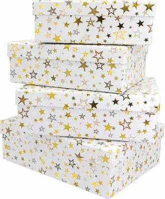 Produktbild von 96 Geschenkboxen Sterne weiß/gold/silber Weihnachten Geschenkverpackung Geschenkkkarton