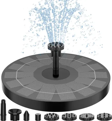 Produktbild von Springbrunnen Solar für Außen Klein, Solar Teichpumpe mit 7 Düsen & 4 Fixe Rohre Solar Wasserpumpe Solar schwimmender Fontäne Pumpe für Gartenteich Oder Springbrunnen Vogel-Bad Fisch Behälter