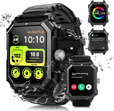 Produktbild von Smartwatch mit Telefonfunktion IP69 wasserdichte Titan Fitnessuhr Herzfrequenz Blutdruck