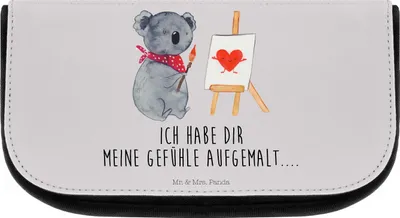 Produktbild von Mr. & Mrs. Panda Organizer Tasche Koala Künstler - Grau Pastell - Geschenk, Liebesgeschenk, Liebe, Zeichnen, kosmetik, Gefühle, Make-up, Kulturbeutel, Waschtasche