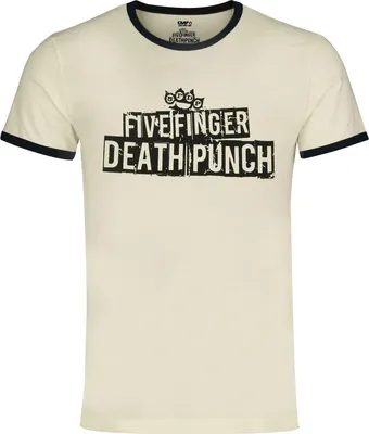 Produktbild von Five Finger Death Punch T-Shirt Herren Logo - Ringer Shirt altweiß XL