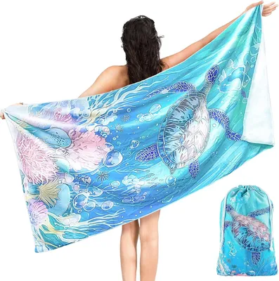Zdjęcie produktu dla Ręcznik plażowy z mikrofibry, 160 x 80 cm, szybko schnący, nieprzywierający do piasku, idealny na kemping