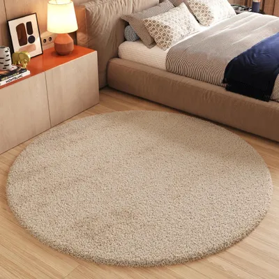 Produktbild von Tapiso Teppich ESSENCE Rund Modern Einfarbig Beige  240 x 240 cm