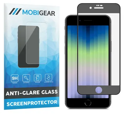 Produktbild von Mobigear Premium Schutzglas für iPhone SE (2022) – Gehärtetes Glas – Displayschutz – Kompatibel mit Hüllen – Schwarz