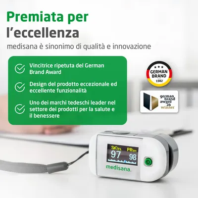 Immagine prodotto di medisana PM 100 Pulsossimetro OLED 10 livelli luminosità a un tocco