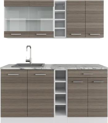 Produktbild von Singleküche Vicco R-Line Edelgrau/Weiß 160 cm ohne Arbeitsplatte, Model 37615