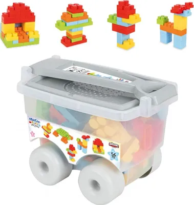 Produktbild von Pilsan Bausteine 03575 im Trolly 56 Teile, große bunte Bausteine, ab 12 Monaten bunt