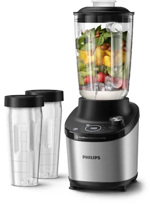 Produktbild von Philips Standmixer Avance Collection ProBlend inkl. 2 Trinkflaschen, 1.5 L, 1400 W, Metall/Glas (HR3760/10)