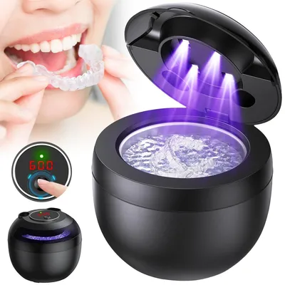 Produktbild von Zahnplatten-Reinigungsgerät mit UV-Licht, <65 dB, zur Reinigung von Zahnspangen, Zahnbürstenaufsätzen, Prothesen, Retainern, Klammern, und Schmuck