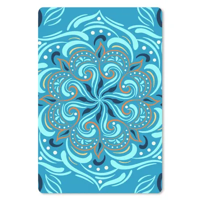 Produktbild von MuchoWow® Mauspad Mousepad Blume - Blau - Orange - Muster 18x27 cm - Mousepads - Maus Mat - Pad - Mausunterlage
