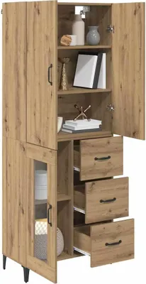 Image de vidaXL Highboard Chêne Artisan 69,5 x 34 x 180 cm Matériau dérivé du bois