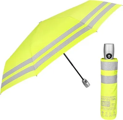Produktbild von Faltbarer Automatik-Regenschirm mit Reflexstreifen, schnelltrocknend und wasserdicht