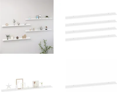 Image de vidaXL Étagères murales 4 pcs. Blanc 115x9x3 cm - Étagères murales - Étagères murales - Étagères murales - Étagères murales - Étagères murales - Étagères murales
