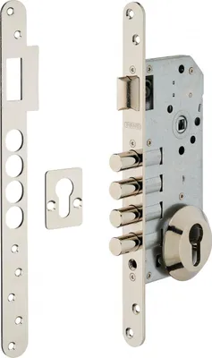Image de Boitier de serrure encastrable à cylindre pour porte d'entrée, rosace ouverte, axe 50mm, bouts ronds - THIRARD