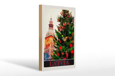 Produktbild von Holzschild Reise 20x30cm Lettland Europa Weihnachten Winter