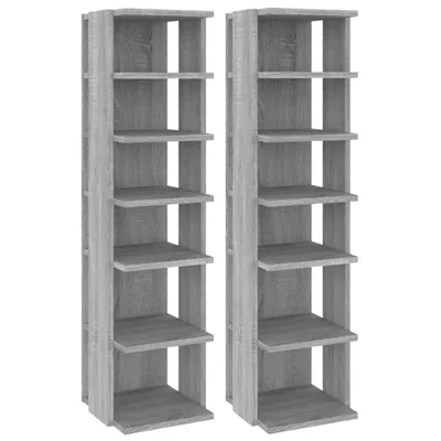 Produktbild von vidaXL Schuhregale 2 Stk. Grau Sonoma 27,5x27x102 cm Holzwerkstoff