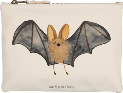 Produktbild von Mr. & Mrs. Panda Pouch Fledermaus Flügel Grösse XL Große - Weiß - Geschenk, Kulturtasche, Federmappe, Mäppchen, Kosmetiktasche, Lustige Sprüche, Schulmäppchen