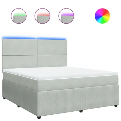 Produktbild von Boxspringbett mit Matratze Hellgrau 180x200 cm Samt