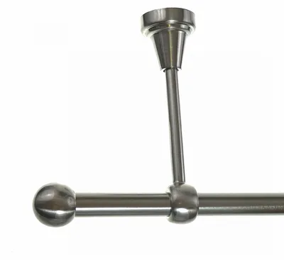 Produktbild von Gardinenstange Set Edelstahl Look Metall Ø 16mm zur Deckenträger 1-lauf Kugel, Länge wählbar H14 E22