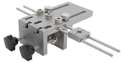 Produktbild von Holzbearbeitung Lochpositionierer - Verstellbare Dübelbohrlehre - Bohrführung 6/8/10 mm - Bohrstärke 10-180 mm - Führungsleiste 30 cm - Für Möbelbau