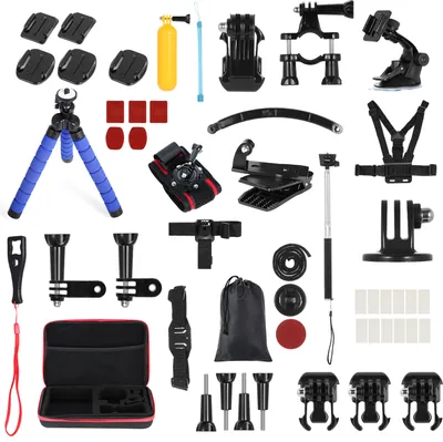 Produktbild von Andoer 50-in-1-Action-Kamera-Zubehoer-Set Sportkamera-Zubehoer-Set Ersatz fuer GoPro Hero 9 8 Max 7 6 5 Insta360 Xiaomi YI Action-Kameras mit Tragetasche
