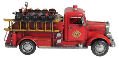 Productafbeelding van Clayre & Eef Decoratie: Brandwagentje, rood, metaal
