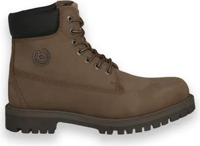 A single brown boot is shown against a white background.