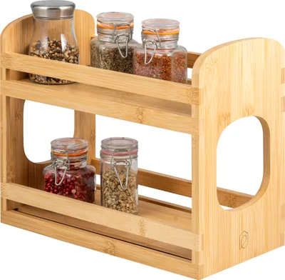 Produktbild von eluno ausziehbares Gewürzregal mit 2 Etagen aus Bambus 29 x 16 x 24,5 cm