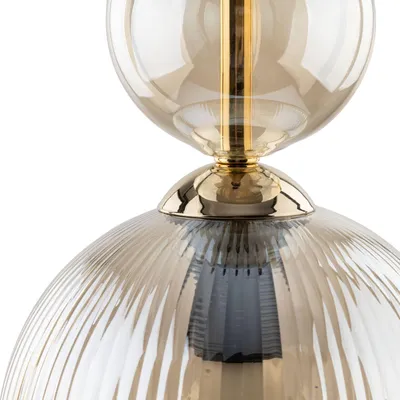 Produktbild von Pendelleuchte Metall Rauchglas D: 15 cm H: max. 150 cm Schwarz Bernstein E14 Kugelschirm Modern